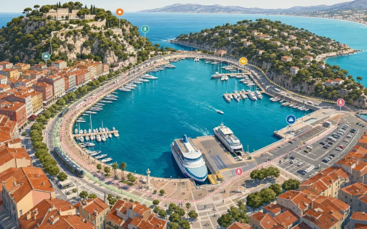 Plan du port de Nice, le vrai repère n&rsquo;est pas la carte mais le trajet